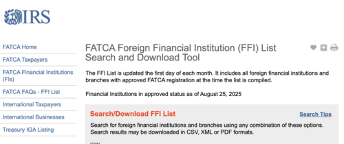 This FFI List is updated the first day of each month and includes all financial institutions and branches in Paraguay with approved FATCA registration at the time the list is compiled.